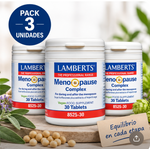 Pack 3 Meno Pause Complex Lamberts | Lúpulo (Lifenol®), Isoflavonas de Soja y Salvia | Vegano | 30 Comprimidos