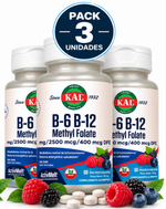 Pack 3 B6/B12 Methyl Folate (Homocystein) KAL| Formas Activas Metiladas | 60 Comprimidos Sublinguales