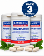 Pack 3 Complejo Vitamina B Metilado Lamberts | Formas Activas Metiladas | Vegano | 60 Comprimidos