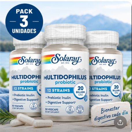 Pack 3 Multidophilus 12 Solaray | 12 Cepas 20.000 Millones UFC | 50 Cápsulas