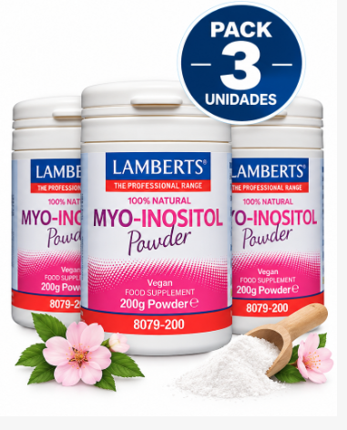 Pack 3 Mio-Inositol en Polvo Lamberts | 100% Natural | Vegano | 200 g