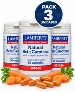 Pack 3 Betacaroteno Natural 15 mg Lamberts | Con Carotenoides Mixtos | 90 Cápsulas