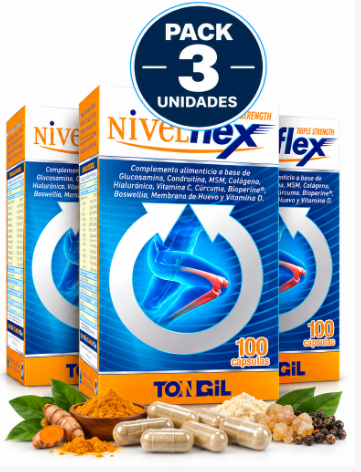 Pack 3 Nivelflex Triple Strength Tongil | Con Vitamina D3 | 100 Cápsulas