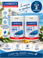 Pack 2 Omega 3 Ultra 1300mg Lamberts | Aceite de Pescado Puro | EPA+DHA | 60 Cápsulas