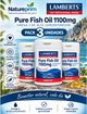 Pack 3 Aceite de Pescado Puro 1100 mg Alta Concentración Lamberts | 700 mg Omega 3 EPA+DHA por Cápsula | 120 Cápsulas