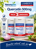 Pack 3 Quercetina 500 mg Alta Potencia Lamberts | Una al Día | Vegano | 60 Comprimidos