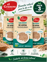 Pack 3 Salvado de Avena BIO El Granero Integral | Fuente de Fibra y Beta-Glucanos | 500 g
