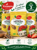 Pack 3 Vitaseeds Semillas de Chía Molidas BIO El Granero Integral | 200 g