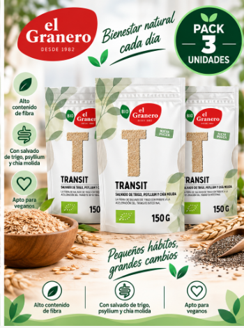 Pack 3 Lax-Transit El Granero Integral BIO | Salvado de Trigo, Psyllium y Chía | 150 g