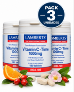 Pack 3 Vitamina C 1000 mg Liberación Sostenida Lamberts | Con Bioflavonoides | 180 Comprimidos
