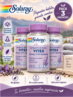 Pack 3 Sauzgatillo (Vitex agnus-castus) Solaray | 60 VegCaps