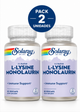Pack 2 DUO L-Lysine & Monolaurin Solaray | L-Lisina + Monolaurina 1:1 | Vegano | 60 Cápsulas