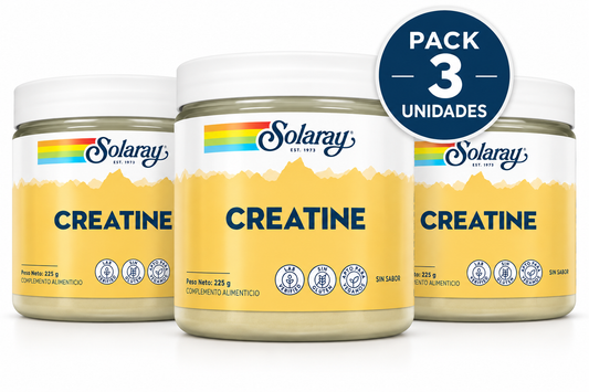 Pack 3 Creatina Monohidrato Solaray | 100% Pura, Sin Sabor | Vegana | 225g (Copia)