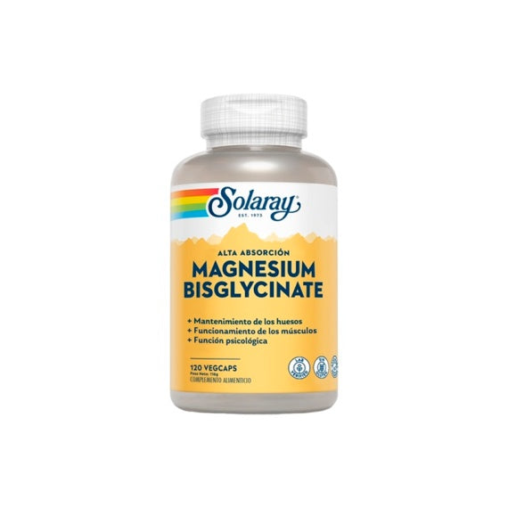 Magnesio Bisglicinato Solaray alta absorción digestiva 120 VegCaps - suplemento España