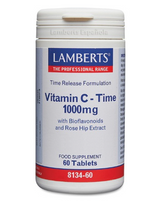 Vitamina C 1000 mg Liberación Sostenida Lamberts | Con Bioflavonoides y Escaramujo | Vegana | 60 Comprimidos
