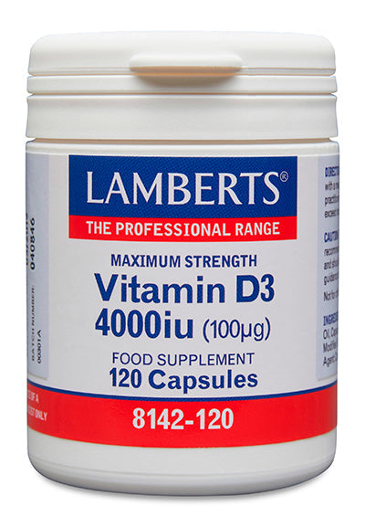 Vitamin D3 4000iu 100µg máxima potencia Lamberts 120 cápsulas - suplemento España