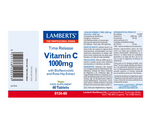 Vitamina C 1000 mg Liberación Sostenida Lamberts | Con Bioflavonoides y Escaramujo | Vegana | 60 Comprimidos