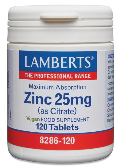 Zinc 25mg Citrato Lamberts | Máxima Absorción | Vegano | 120 Comprimidos - Natureprim