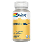 Pack 2 Zinc Citrato 25 mg + Semilla de Calabaza Solaray | 60 Cápsulas