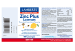 Zinc Plus Lamberts | Zinc, Vitamina C, Propóleo y Miel | Masticable Sabor Miel y Limón | 100 Comprimidos
